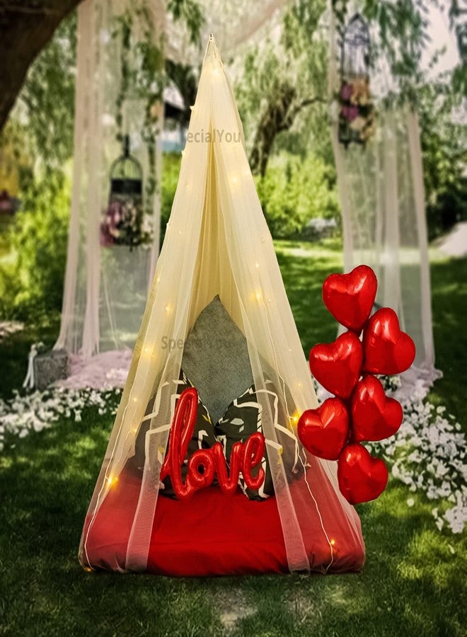 SpecialYou.in Special You Valentine Decoration Items with Love Foil, Red Heart Balloons for Decoration, Canopy Tent for decoration, Romantic Decorations for Bedroom, Terrace Decorations Items Outdoor - 14 Pcs - Image 4